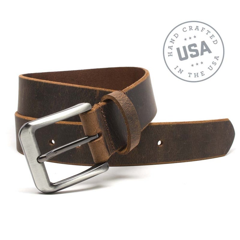 Nickel Smart Roan Mountain Brown Leather Belt - Distressed 32 "" - Image 4